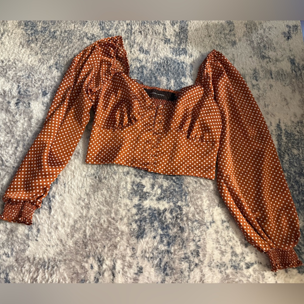 Polka Dot Puff Sleeve Blouse
